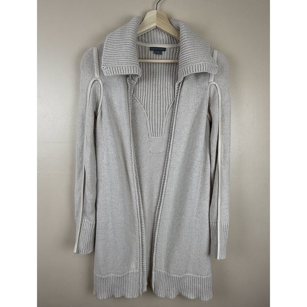 Armani Exchange Women’s Long Cardigan S Cream Beige Wool Cotton Alpaca
